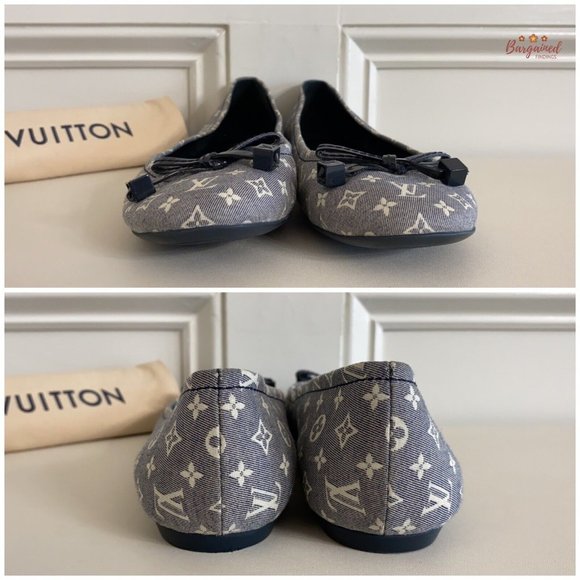 Authentic Louis Vuitton Blue Mini Lin Monogram Canvas Debbie Ballet Flats 6.5 - Picture 6 of 13
